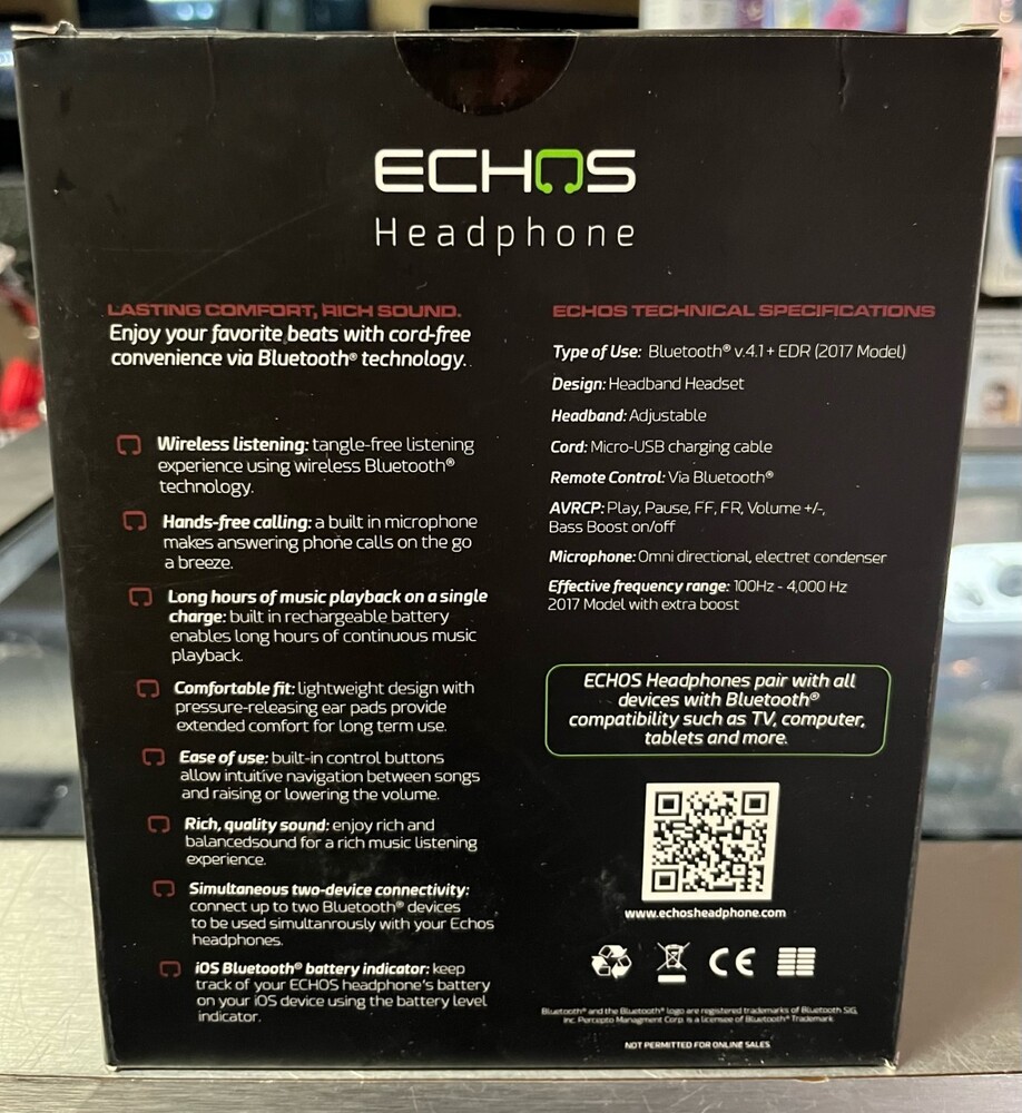 Echos bluetooth headphone Lasting Comfort Rich Sound 