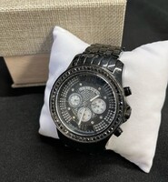 Mens Black Diamond Watch By Luxurman 2.25ct Diamond 