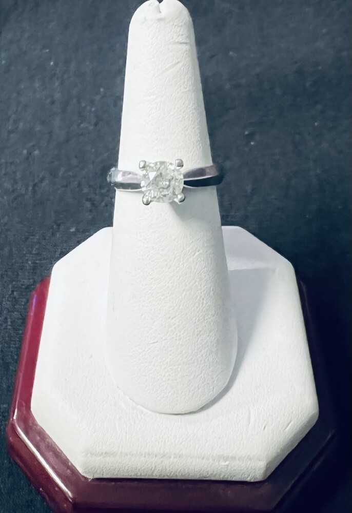 14kt white gold solitaire diamond ring with appraisal