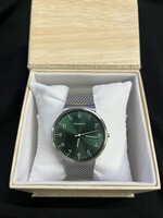 Mens Skagen Watch Ancher Green Dial Stainless Steel Mesh Band  #SKW6184