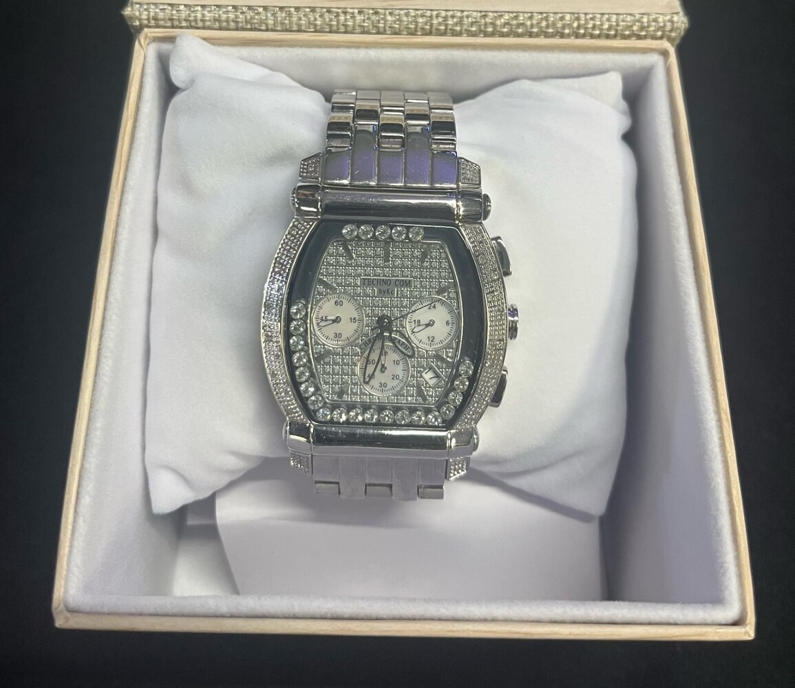 Techno Com. By KC Real Diamonds in Dial Stainless Steel Water Resistant Watch  