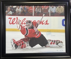 Canvas portrait of Martin Brodeur autographed with COA. Limited Edition #4 of 30