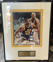 Karl Malone Signed and Framed Image 1990 NBAHOOPS